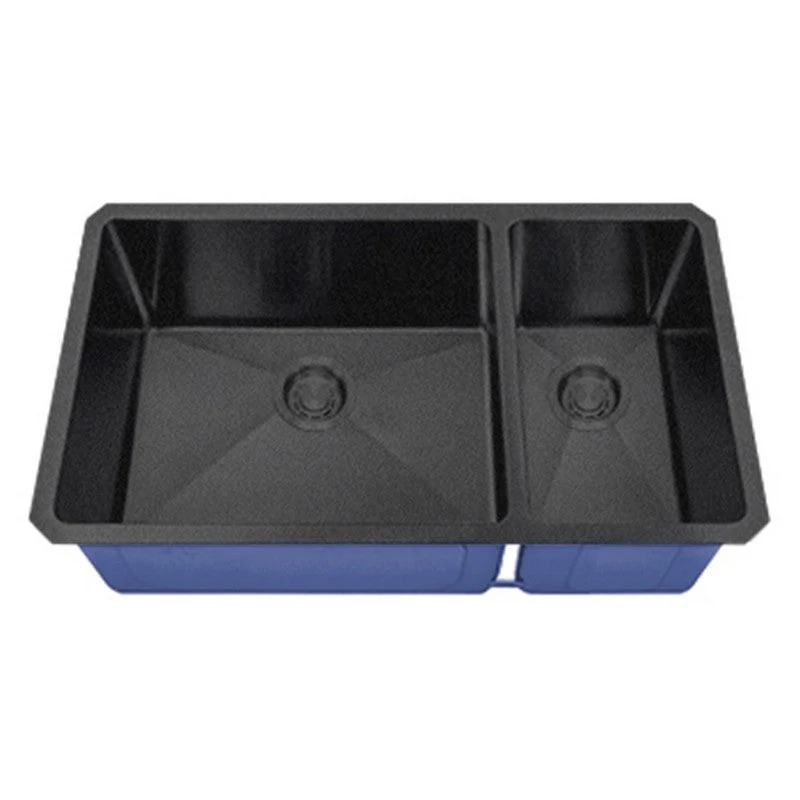 Dakota Sinks DSM-7030 Signature M-Series 32 x 10 Inch Micro Radius 70/30 Offset Double Bowl Undermount Kitchen Sink with Bottom Grid - Poukt