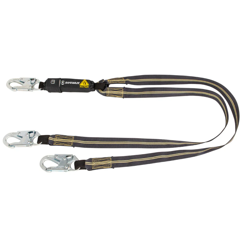 Arc Flash 6   Energy Absorbing Lanyard: Aramid, Dual Leg, Snap Hooks - Poukt