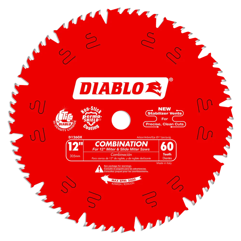 12 in. x 60 Tooth Combination Saw Blade - 5 per Order - Poukt