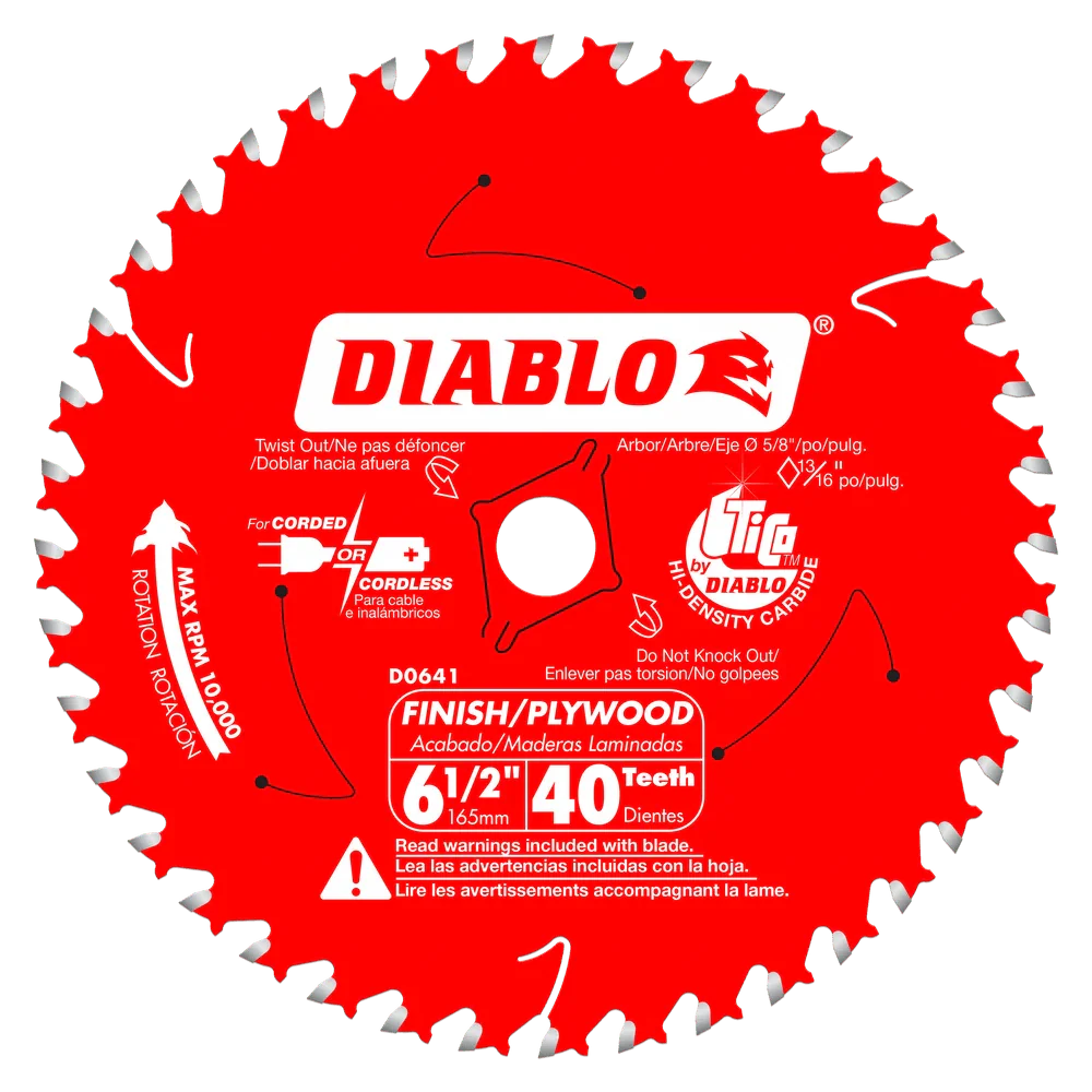 6-1/2 in. x 40 Tooth Finish Trim Saw Blade - 15 per Order - Poukt