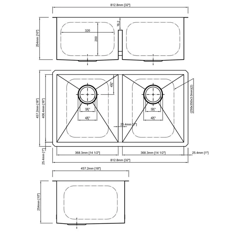 Dakota Sinks DSZ-5050LD Signature Z-Series 32 Inch Zero Radius 50/50 Low Divide Double Bowl Undermount Stainless Steel Kitchen Sink with Bottom Grid - Poukt
