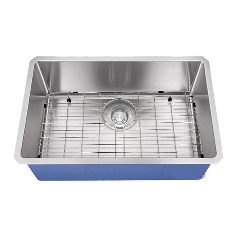 Dakota Sinks DSM-2718 Signature M-Series 27 Inch Micro Radius Single D-Bowl Undermount Kitchen Sink with Bottom Grid - Poukt