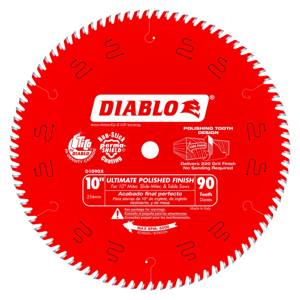 10 in. x 90 Tooth Ultimate Polished Finish Saw Blade - 4 per Order - Poukt