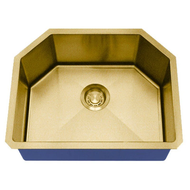 Dakota Sinks DSM-2321 Signature M-Series 23 Inch Micro Radius Single D-Bowl Undermount Kitchen Sink with Bottom Grid, Satin Brushed Nickel - Poukt