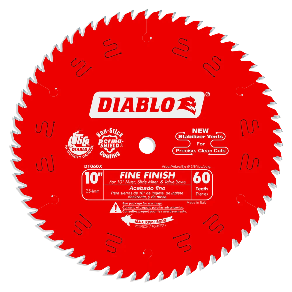 10 in. x 60 Tooth Fine Finish Saw Blade - 6 per Order - Poukt