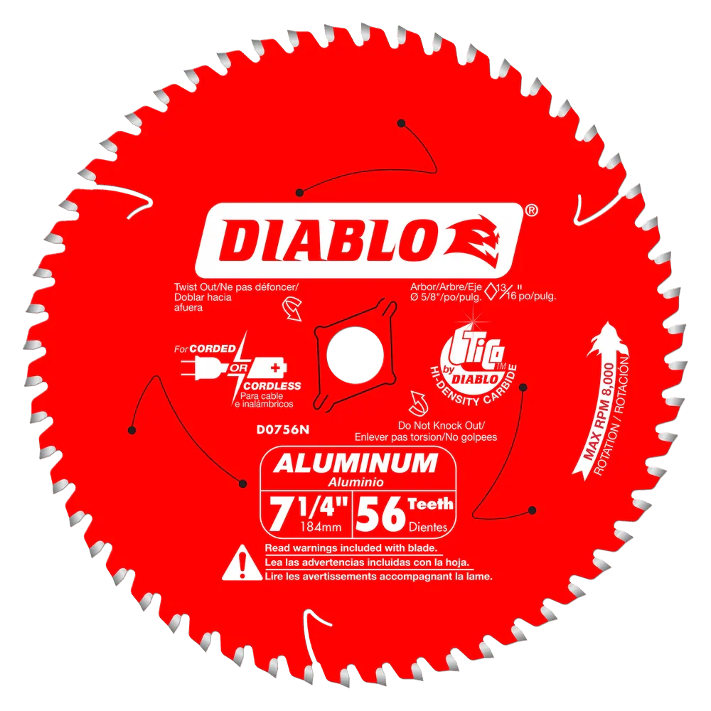 7-1/4 in. x 56 Tooth Thick Aluminum Cutting Saw Blade - 8 per Order - Poukt