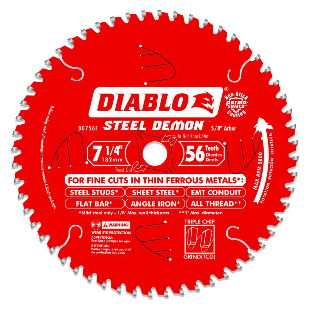7-1/4 in. x 56 Tooth Carbide-Tipped Saw Blade for Metal - 8 per Order - Poukt
