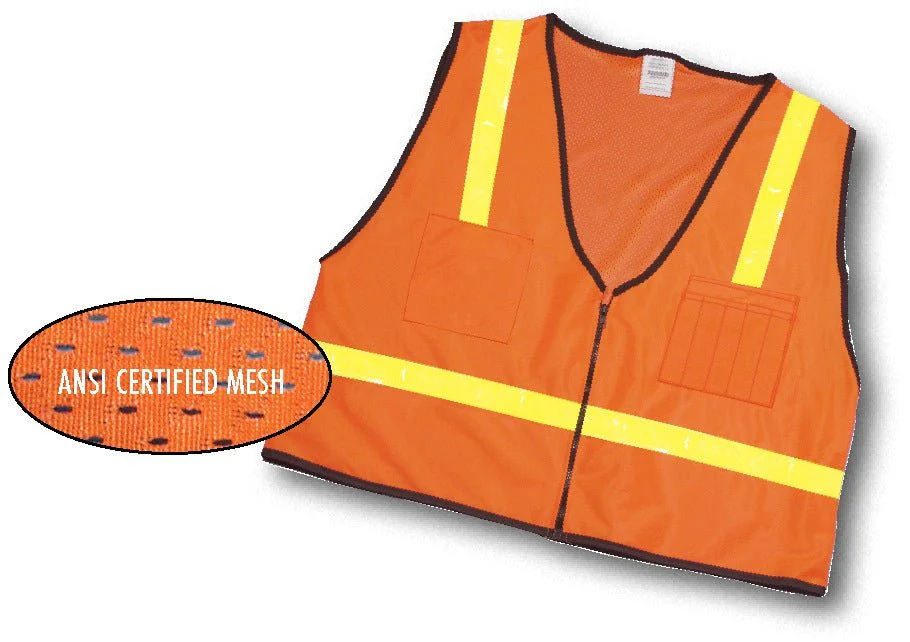 ANSI Class 1 Surveyor Vest Mesh Back With Pockets (12 Count) - Poukt