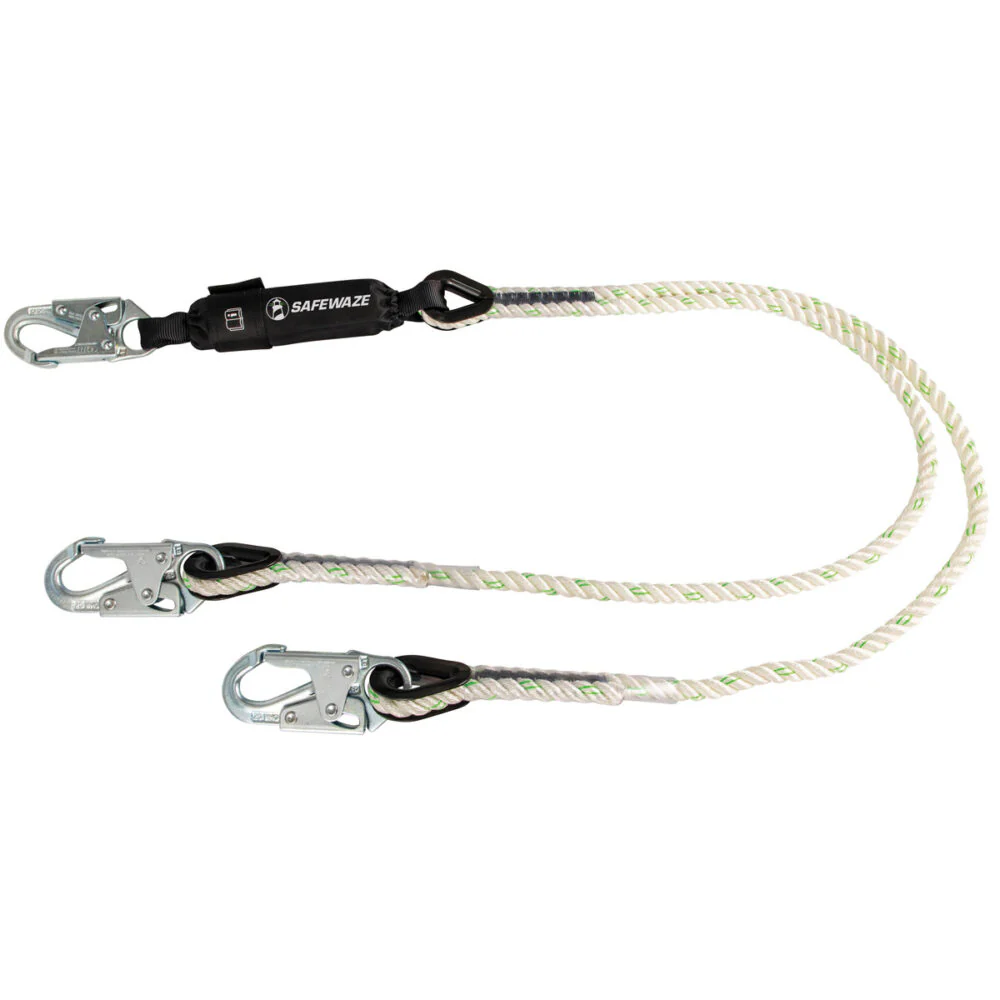 PRO 6   Rope Energy Absorbing Lanyard: Dual Leg, Snap Hooks - Poukt