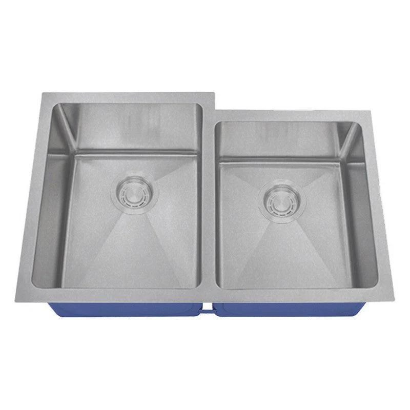Dakota Sinks DSM-6040-1 Signature M-Series 30 3/4 Inch Micro Radius 60/40 Offset Double Bowl Undermount Kitchen Sink with Bottom Grid - Poukt
