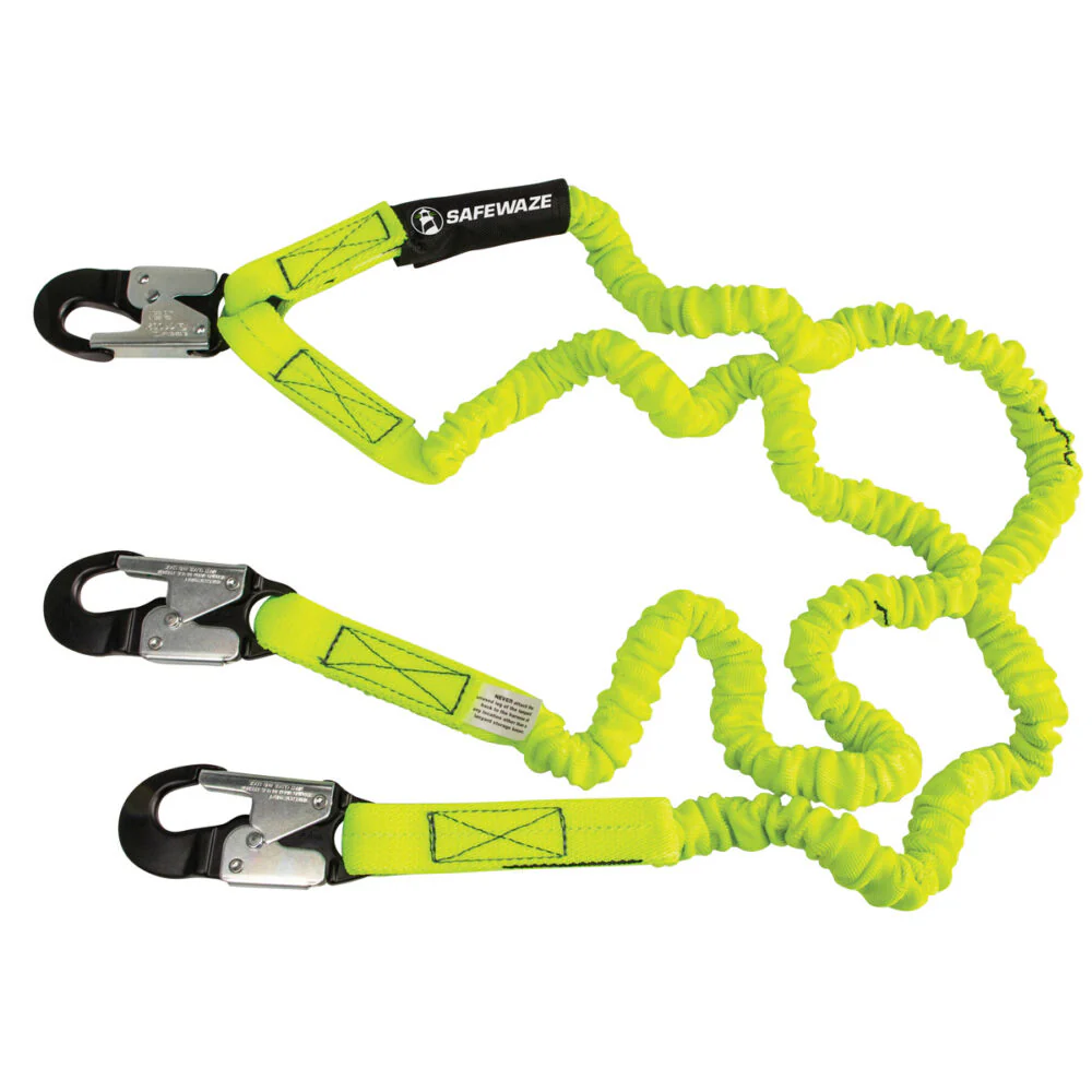 PRO 6   Stretch Internal Energy Absorbing Lanyard: Dual Leg, Alu Snap Hooks - Poukt