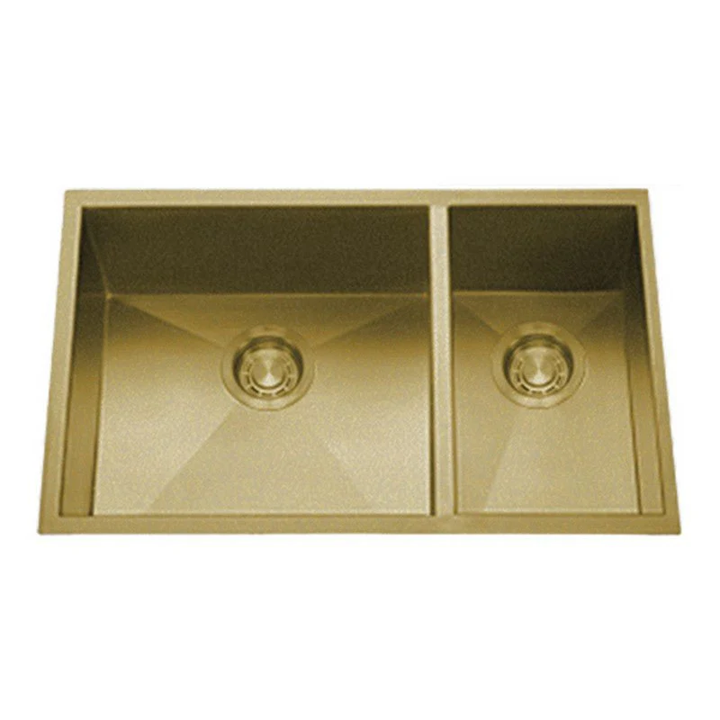 Dakota Sinks DSZ-7030 Signature Z-Series 32 Inch Zero Radius 70/30 Double Bowl Undermount Stainless Steel Kitchen Sink with Bottom Grid - Poukt