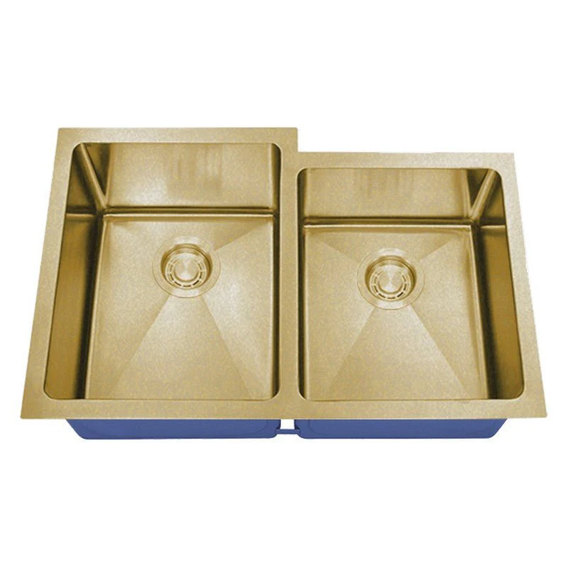 Dakota Sinks DSM-6040-1 Signature M-Series 30 3/4 Inch Micro Radius 60/40 Offset Double Bowl Undermount Kitchen Sink with Bottom Grid - Poukt