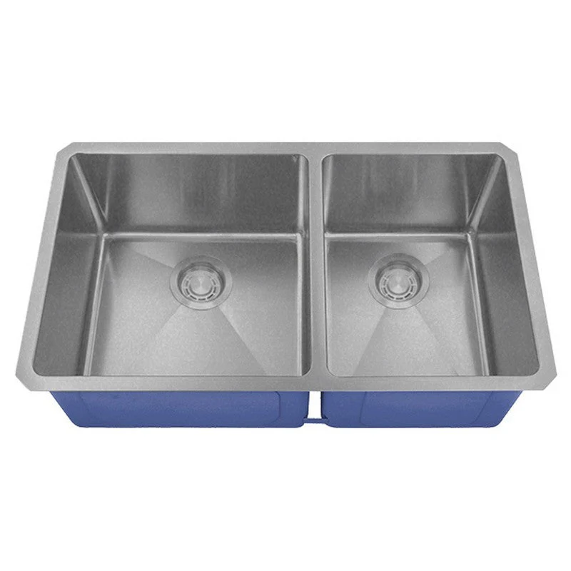 Dakota Sinks DSM-6040 Signature M-Series 32 Inch Micro Radius 60/40 Double Bowl Under-mount Kitchen Sink with Bottom Grid - Poukt