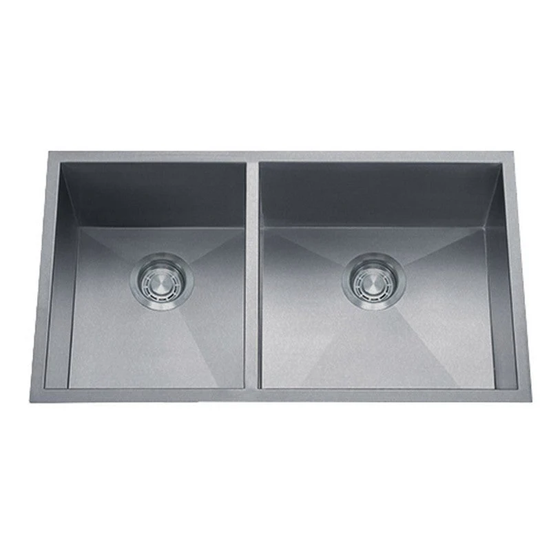 Dakota Sinks DSZ-4060 Signature Z-Series 32 Inch Zero Radius 40/60 Double Bowl Undermount Stainless Steel Kitchen Sink with Bottom Grid - Poukt