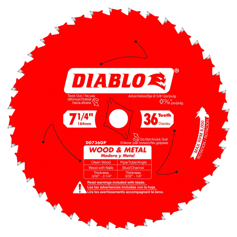 7-1/4 in. x 36 Tooth Wood & Metal Carbide Saw Blade - 15 per Order - Poukt