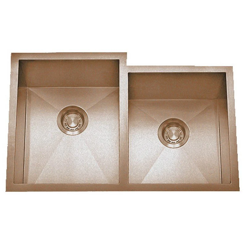 Dakota Sinks DSZ-6040-1 Signature Z-Series 30 3/4 Inch Zero Radius 60/40 Offset Double Bowl Undermount Stainless Steel Kitchen Sink with Bottom Grid - Poukt