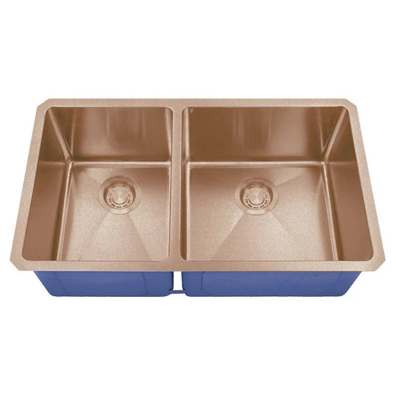 Dakota Sinks DSM-4060 Signature M-Series 32 Inch Micro Radius 40/60 Double Bowl Undermount Kitchen Sink with Bottom Grid - Poukt