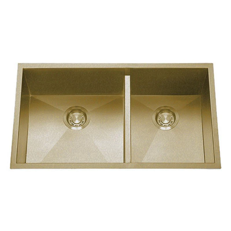 Dakota Sinks DSZ-6040LD Signature Z-Series 32 Inch Zero Radius 50/50 Low Divide Double Bowl Undermount Stainless Steel Kitchen Sink with Bottom Grid - Poukt