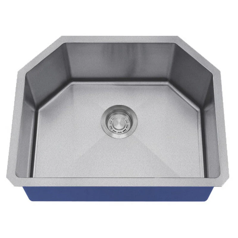 Dakota Sinks DSM-2321 Signature M-Series 23 Inch Micro Radius Single D-Bowl Undermount Kitchen Sink with Bottom Grid, Satin Brushed Nickel - Poukt