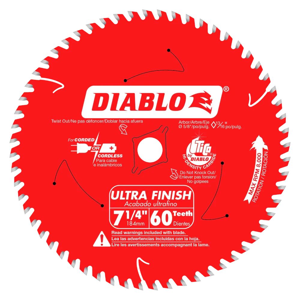 7-1/4 in. x 60 Tooth Ultra Finish Saw Blade - 14 per Order - Poukt