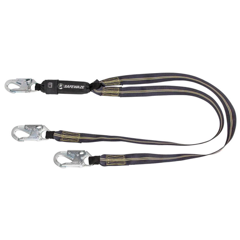Welding 6   Energy Absorbing Lanyard: Dual Leg, Snap Hooks - Poukt