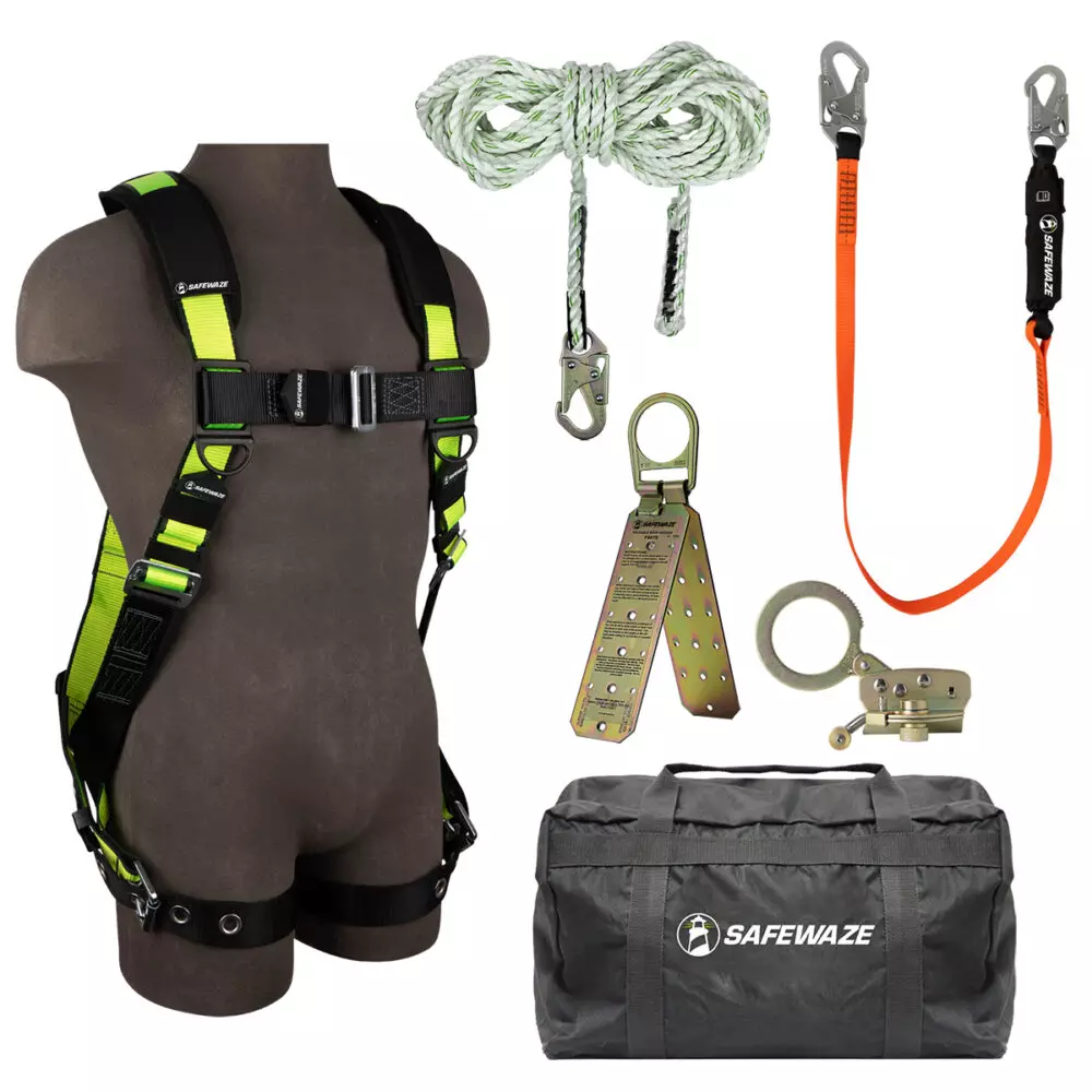 PRO Bag Roof Kit: FS185 Harness, FS700-50 VLL, FS1120 Grab, FS88560-E Lanyard, FS870 Anchor, FS8175 Bag - Poukt