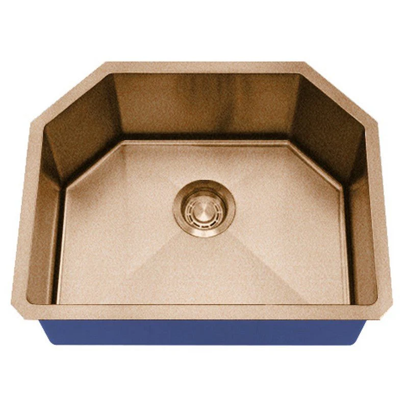 Dakota Sinks DSM-2321 Signature M-Series 23 Inch Micro Radius Single D-Bowl Undermount Kitchen Sink with Bottom Grid, Satin Brushed Nickel - Poukt