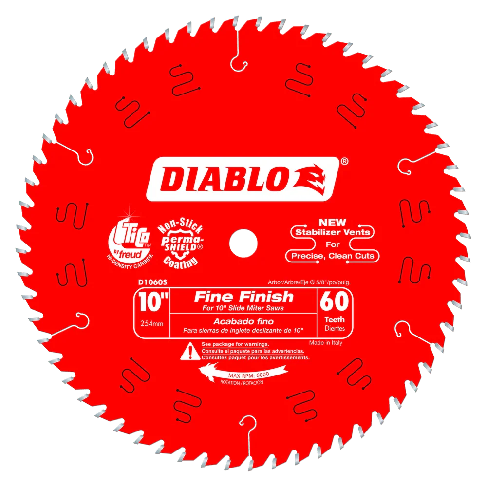 10 in. x 60 Tooth Fine Finish Slide Miter Saw Blade - 5 per Order - Poukt