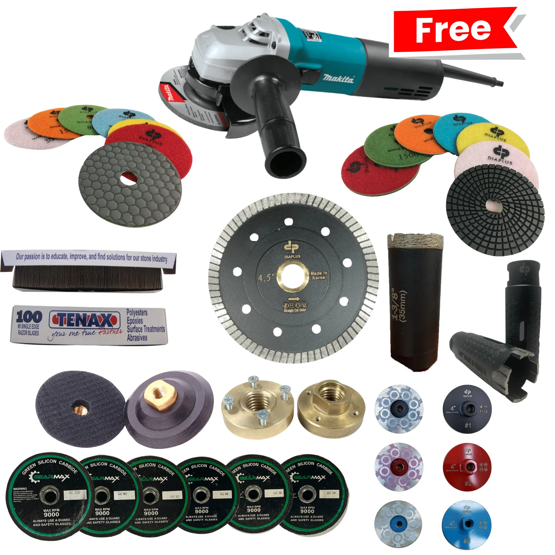 Stone Fabrication Combo Pack + Free Variable Speed Makita Grinder - Poukt