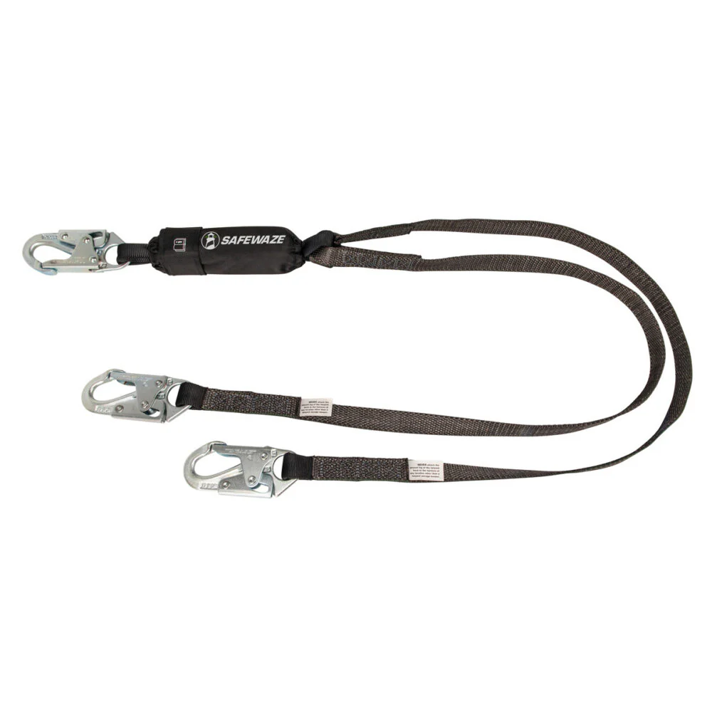 Heavyweight 6   Energy Absorbing Lanyard: Dual Leg, Snap Hooks - Poukt