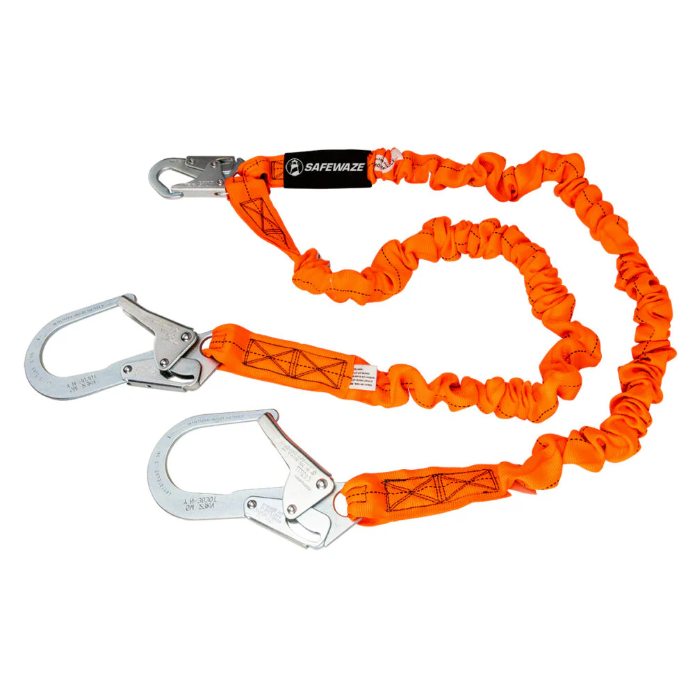 V-Line 6   Stretch Internal Energy Absorbing Lanyard: Dual Leg, Rebar Hooks - Poukt