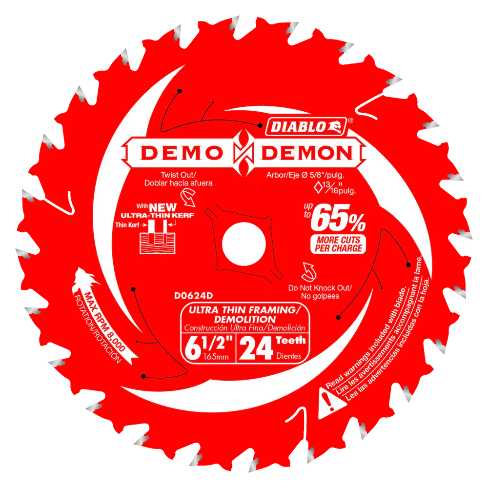 6-1/2 in. 24-Tooth Ultra-Thin Framing/Demolition Saw Blade - 15 per Order - Poukt