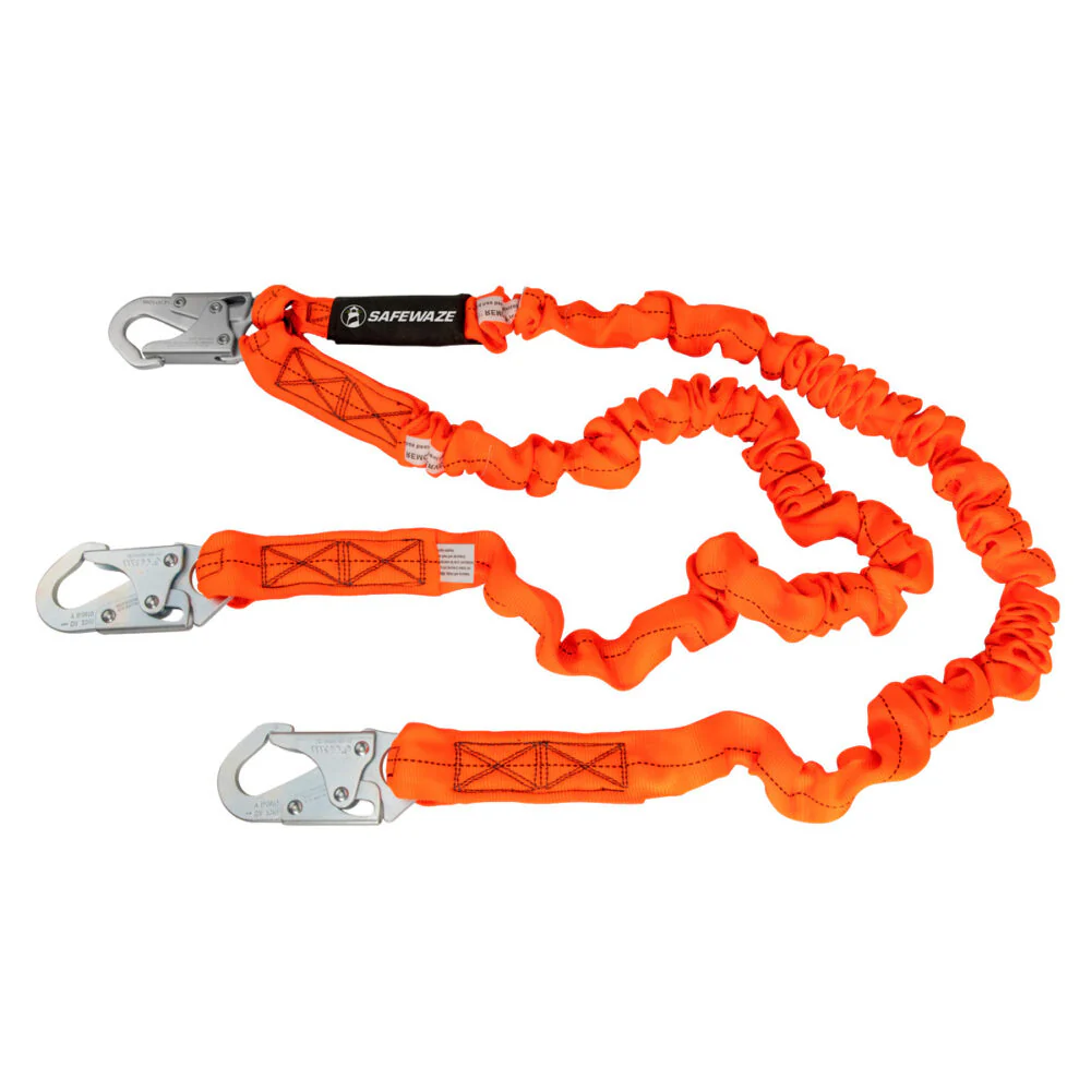 V-Line 6   Stretch Internal Energy Absorbing Lanyard: Dual Leg, Snap Hooks - Poukt