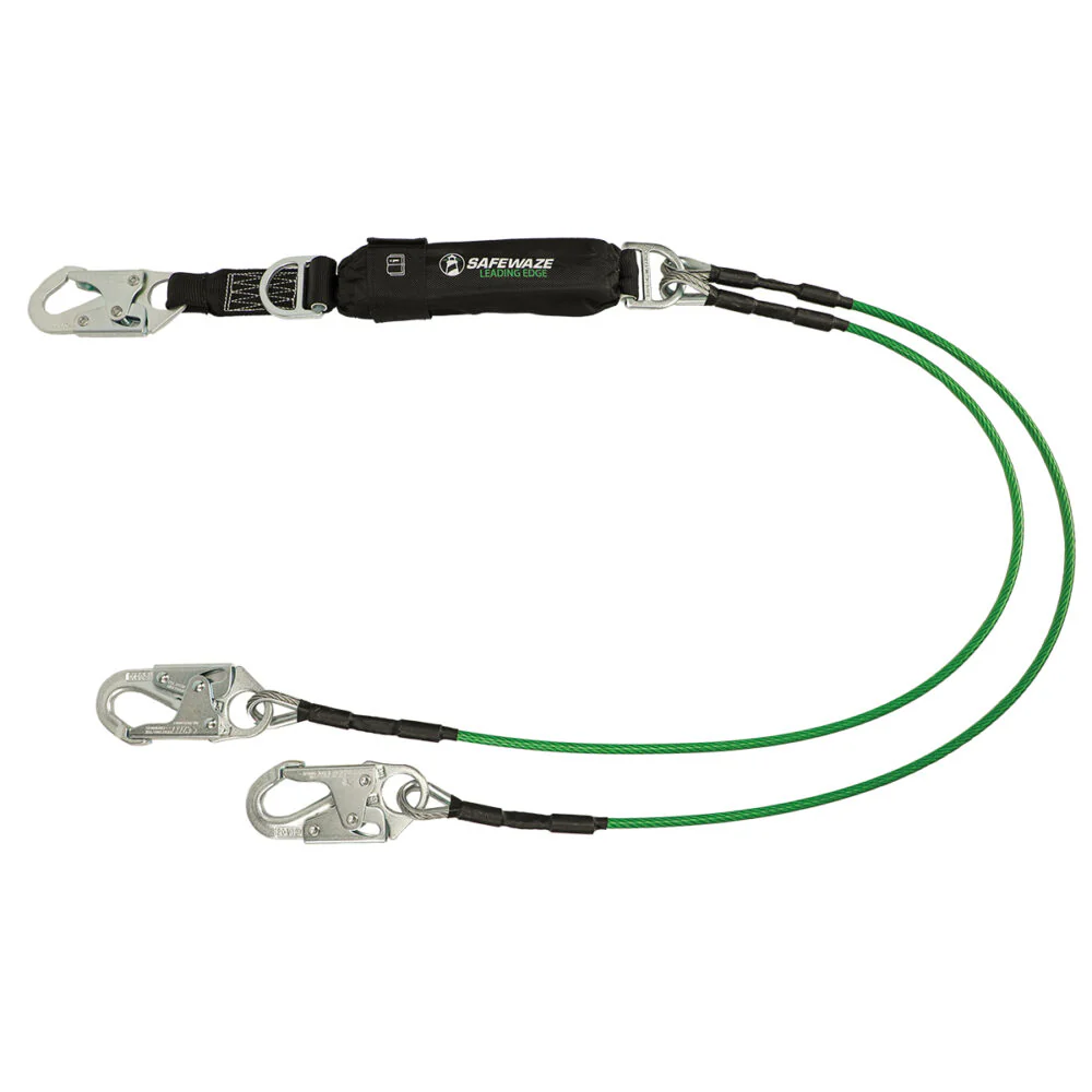 Leading Edge 6   Energy Absorbing Lanyard: D-Ring, Dual Leg, Snap Hooks - Poukt