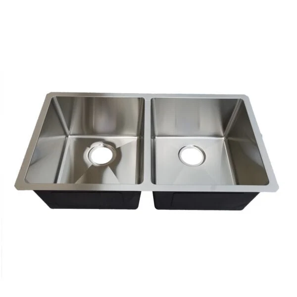 18g Micro Radius 50/50 Double Bowl Undermount Stainless Steel Kitchen Sink - Poukt