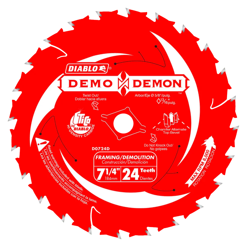 7-1/4 in. 24-Tooth   Framing/Demolition Saw Blade - 18 per Order - Poukt