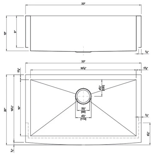 Dakota Sinks DSZ-A3020 Signature Z-Series 30 Inch Zero Radius Single Bowl Apron Front Stainless Steel Kitchen Sink with Bottom Grid - Poukt