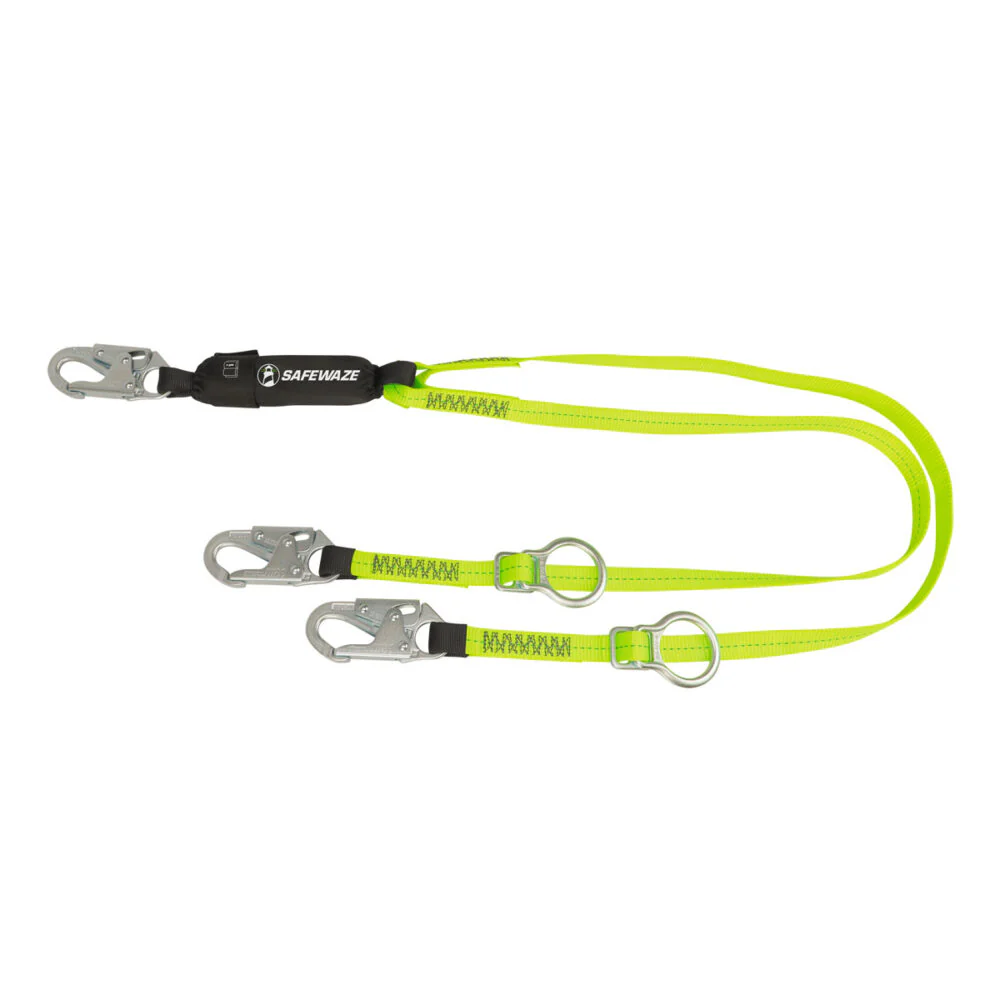 PRO 6   Tie-Back Energy Absorbing Lanyard: Dual Leg, Adjustable Ring - Poukt