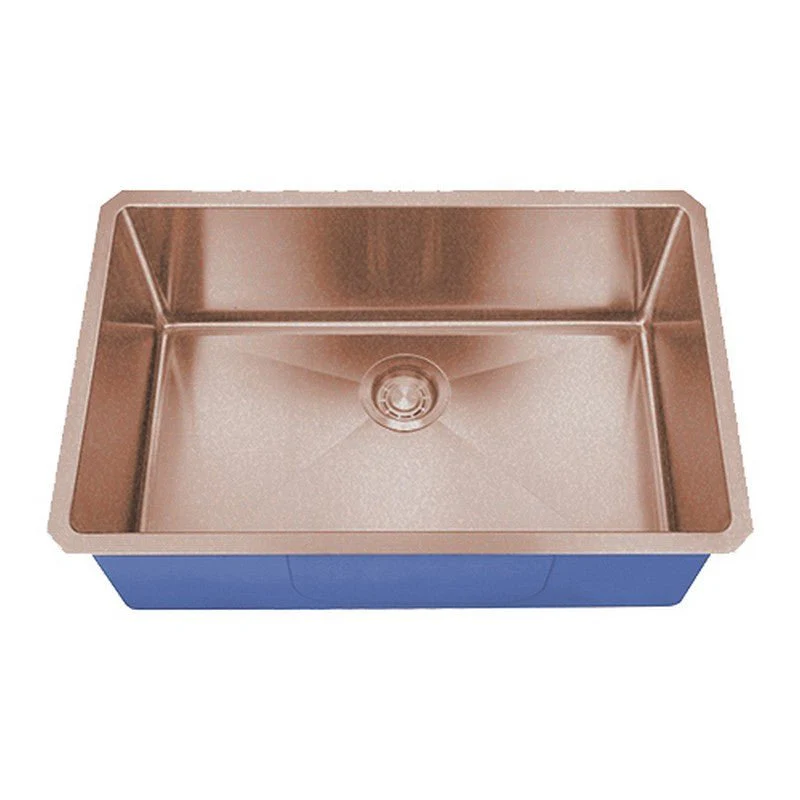 Dakota Sinks DSM-2718 Signature M-Series 27 Inch Micro Radius Single D-Bowl Undermount Kitchen Sink with Bottom Grid - Poukt