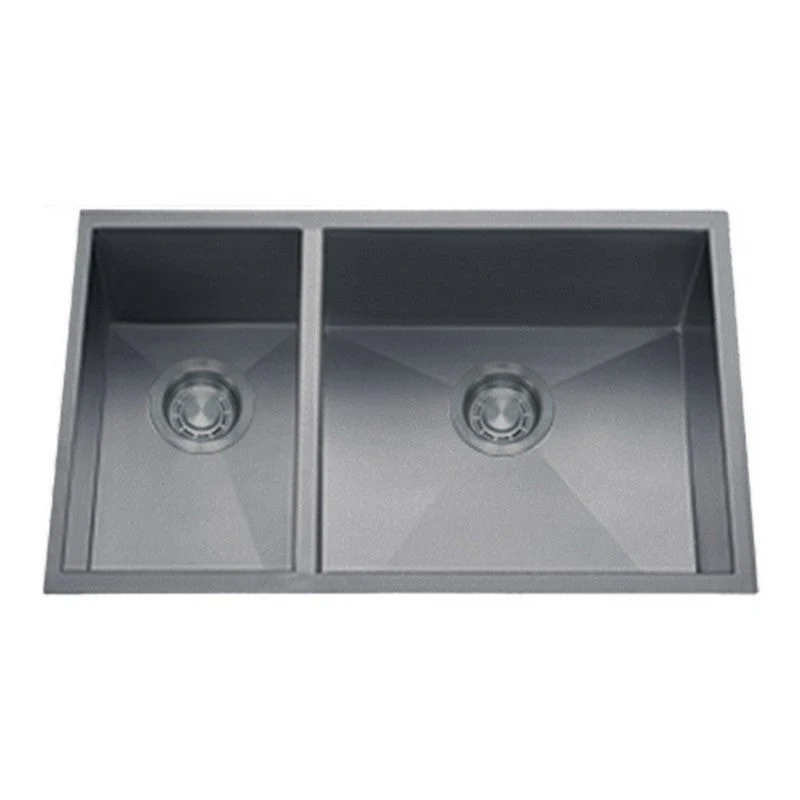 Dakota Sinks DSZ-3070 Signature Z-Series 32 Inch Zero Radius 30/70 Double Bowl Undermount Stainless Steel Kitchen Sink with Bottom Grid - Poukt