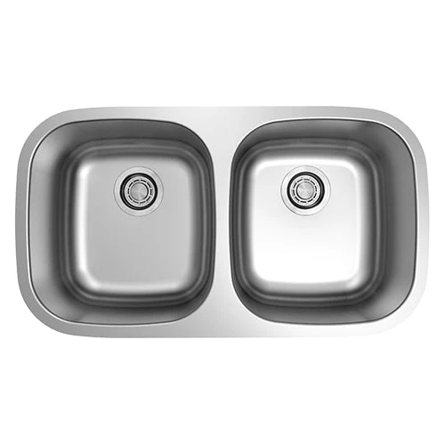 18g Standard Radius 50/50 Double Bowl Undermount Stainless Steel Kitchen Sink - Poukt