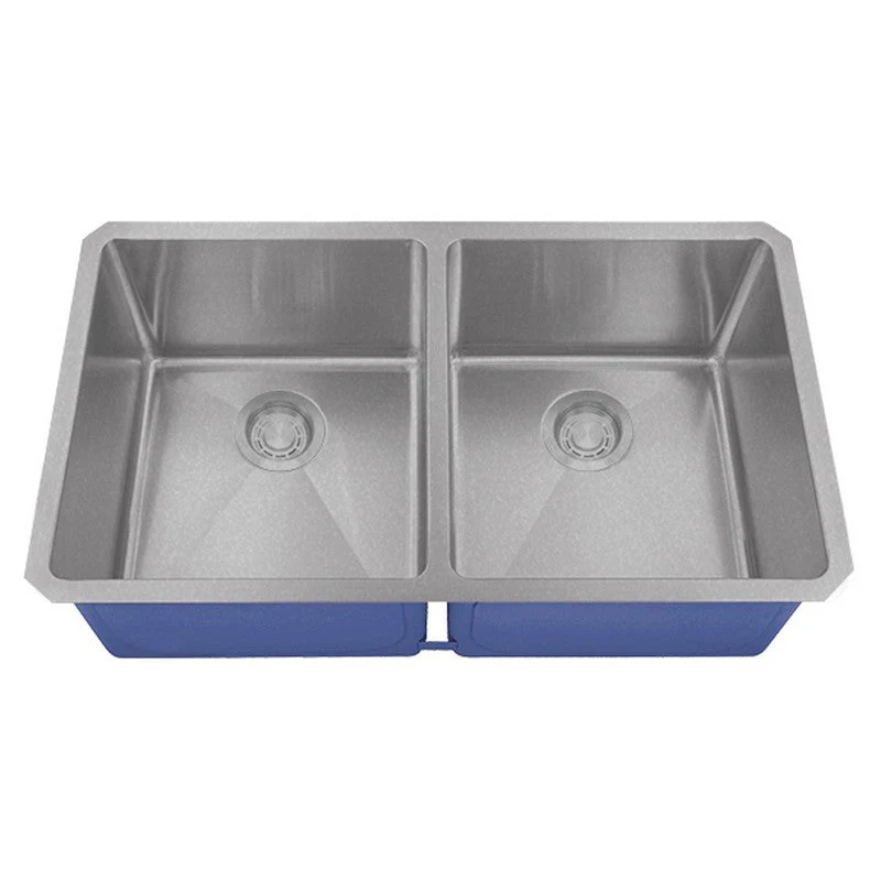 Dakota Sinks DSM-5050 Signature M-Series 32 Inch Micro Radius 50/50 Double Bowl Undermount Kitchen Sink with Bottom Grid - Poukt