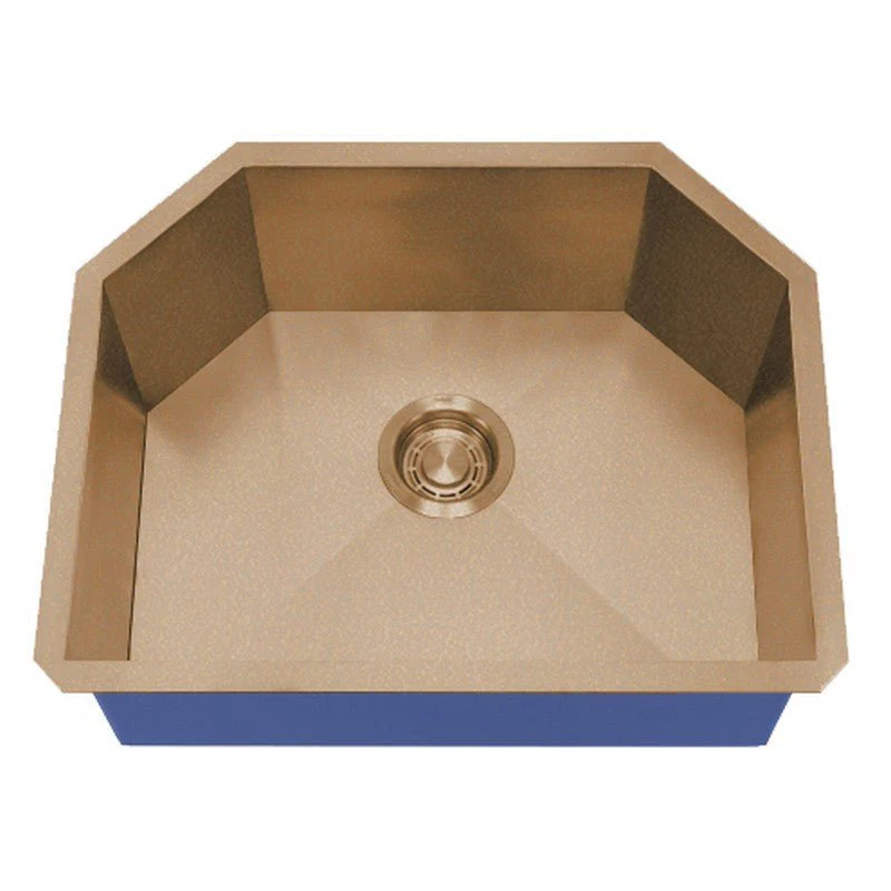 Dakota Sinks DSZ-2321 Signature Z-Series 23 Inch Zero Radius Single D-Bowl Undermount Stainless Steel Kitchen Sink with Bottom Grid - Poukt