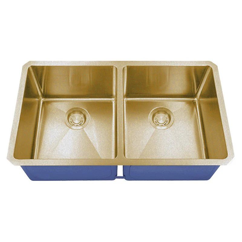 Dakota Sinks DSM-5050 Signature M-Series 32 Inch Micro Radius 50/50 Double Bowl Undermount Kitchen Sink with Bottom Grid - Poukt