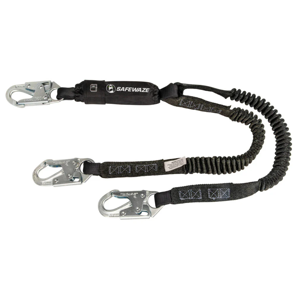 PRO 6   Stretch Energy Absorbing Lanyard: Dual Leg, Snap Hooks - Poukt
