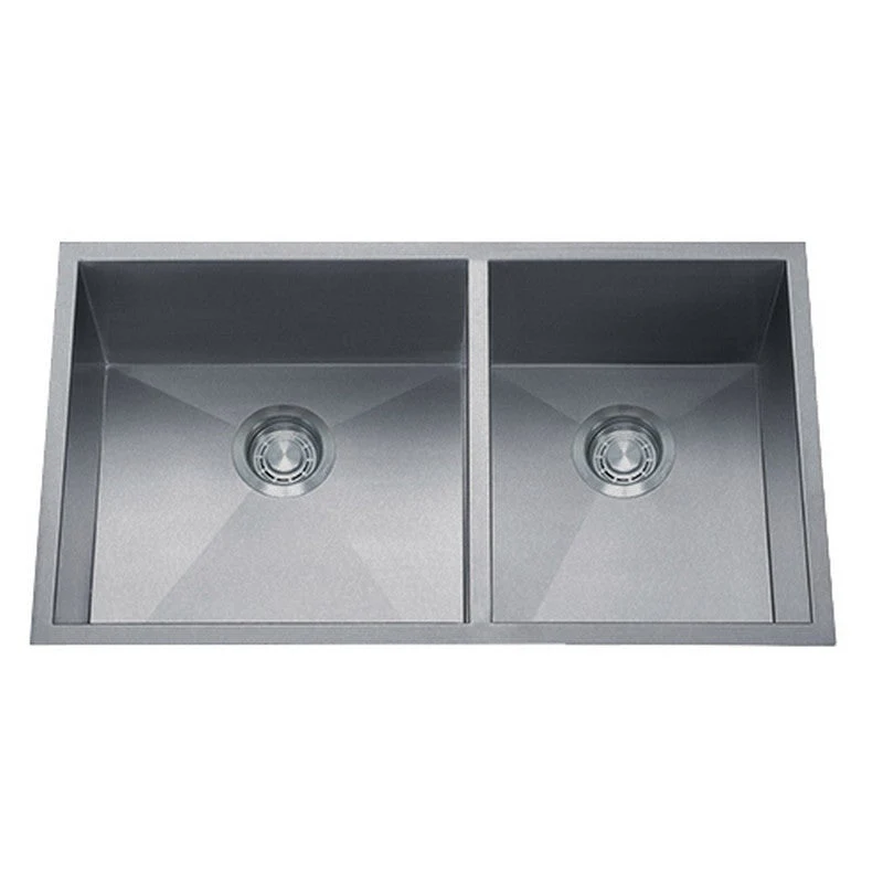 Dakota Sinks DSZ-6040 Signature Z-Series 32 Inch Zero Radius 60/40 Double Bowl Undermount Stainless Steel Kitchen Sink with Bottom Grid - Poukt