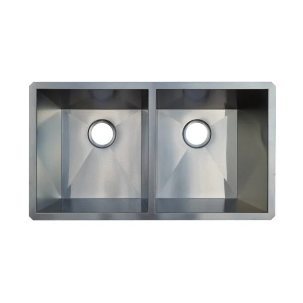 18g Zero Radius 50/50 Double Bowl Undermount Stainless Steel Kitchen Sink - Poukt
