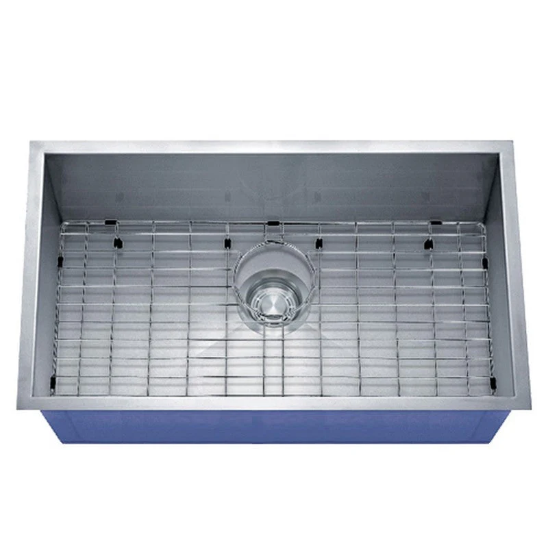 Dakota Sinks DSZ-3218 Signature Z-Series 32 Inch Zero Radius Single Bowl Undermount Stainless Steel Kitchen Sink with Bottom Grid - Poukt