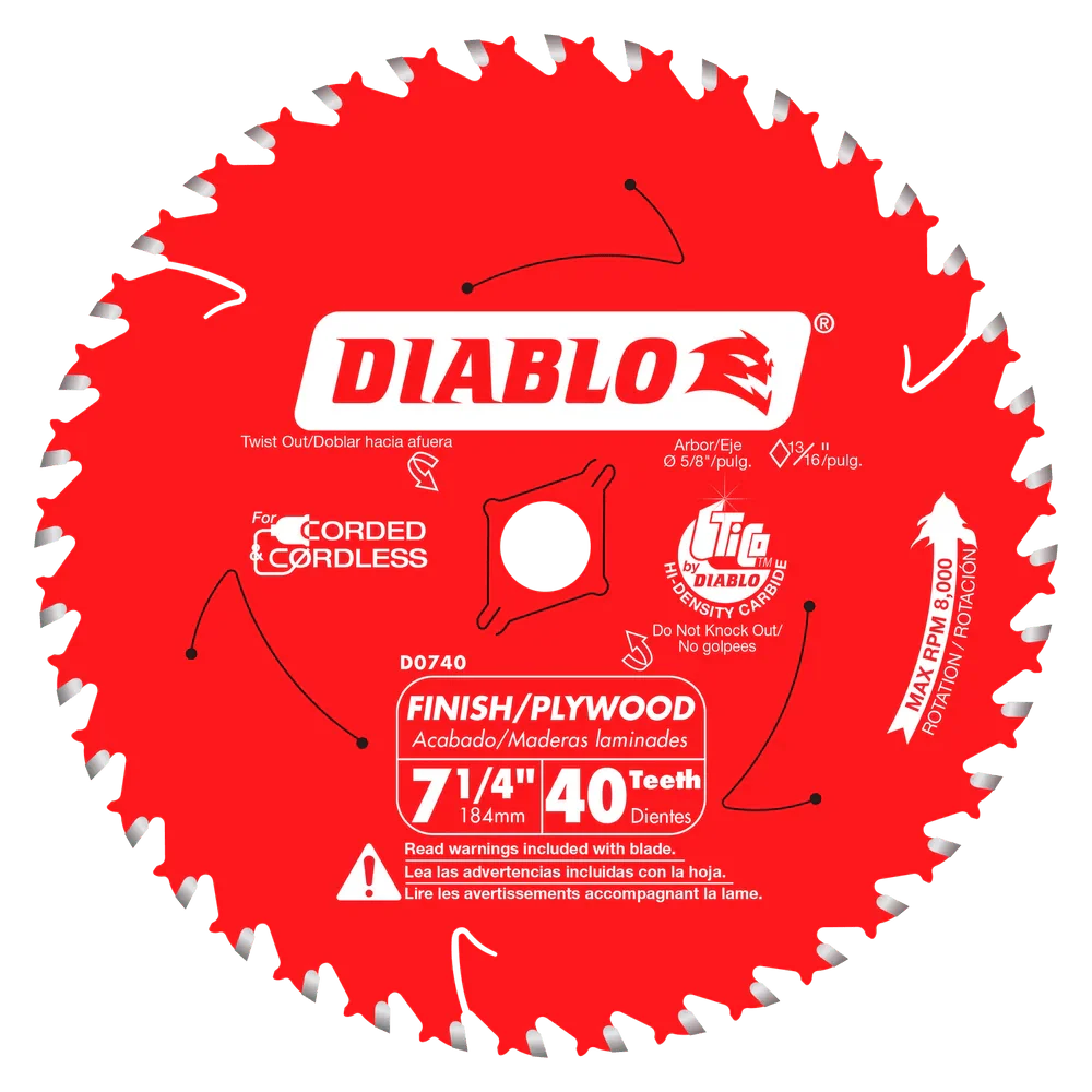 7-1/4 in. x 40 Tooth Finish Saw Blade - 15 per Order - Poukt